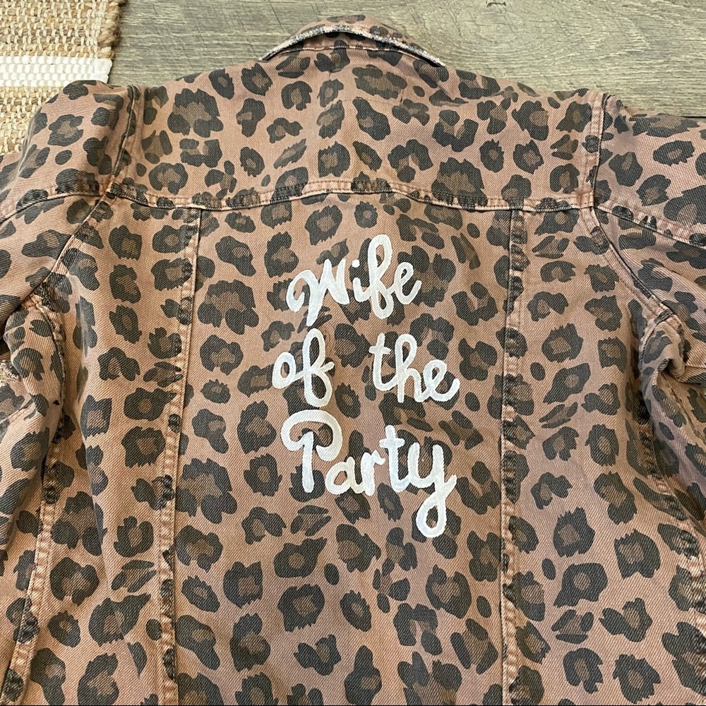 CHEETAH DENIM JACKET BACHELORETTE WIFE OF THE PARTY